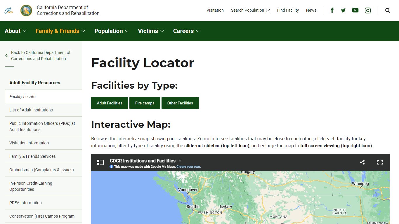 Facility Locator - CDCR