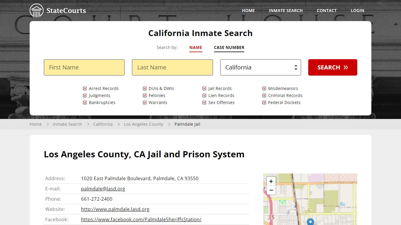 Palmdale Jail Inmate Records Search, California - StateCourts